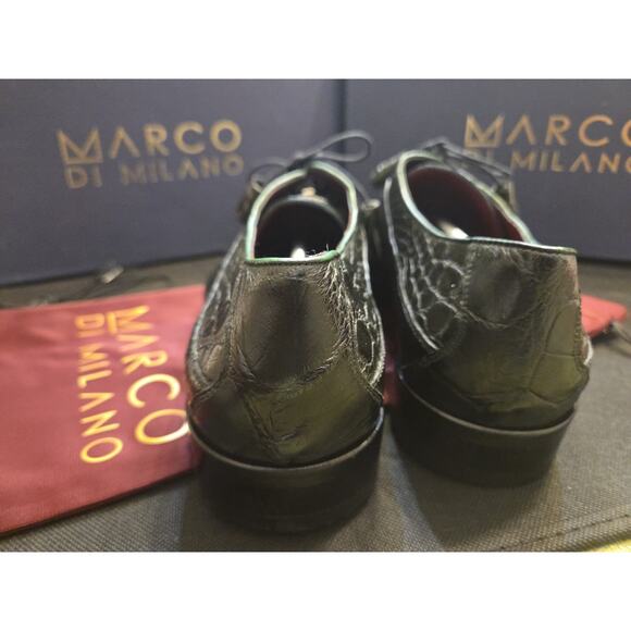Marco Di Milano Fitipaldi Olive Genuine Alligator Skin Derby Dress Shoes Us 12M main image 9